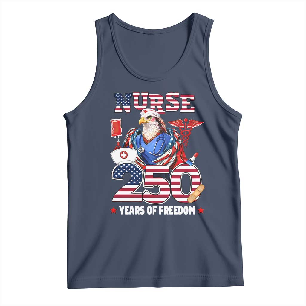 Bald Eagle Nurse 250 Years Of Freedom Tank Top Patriotic American Nurse Gift TS12 Navy Print Your Wear