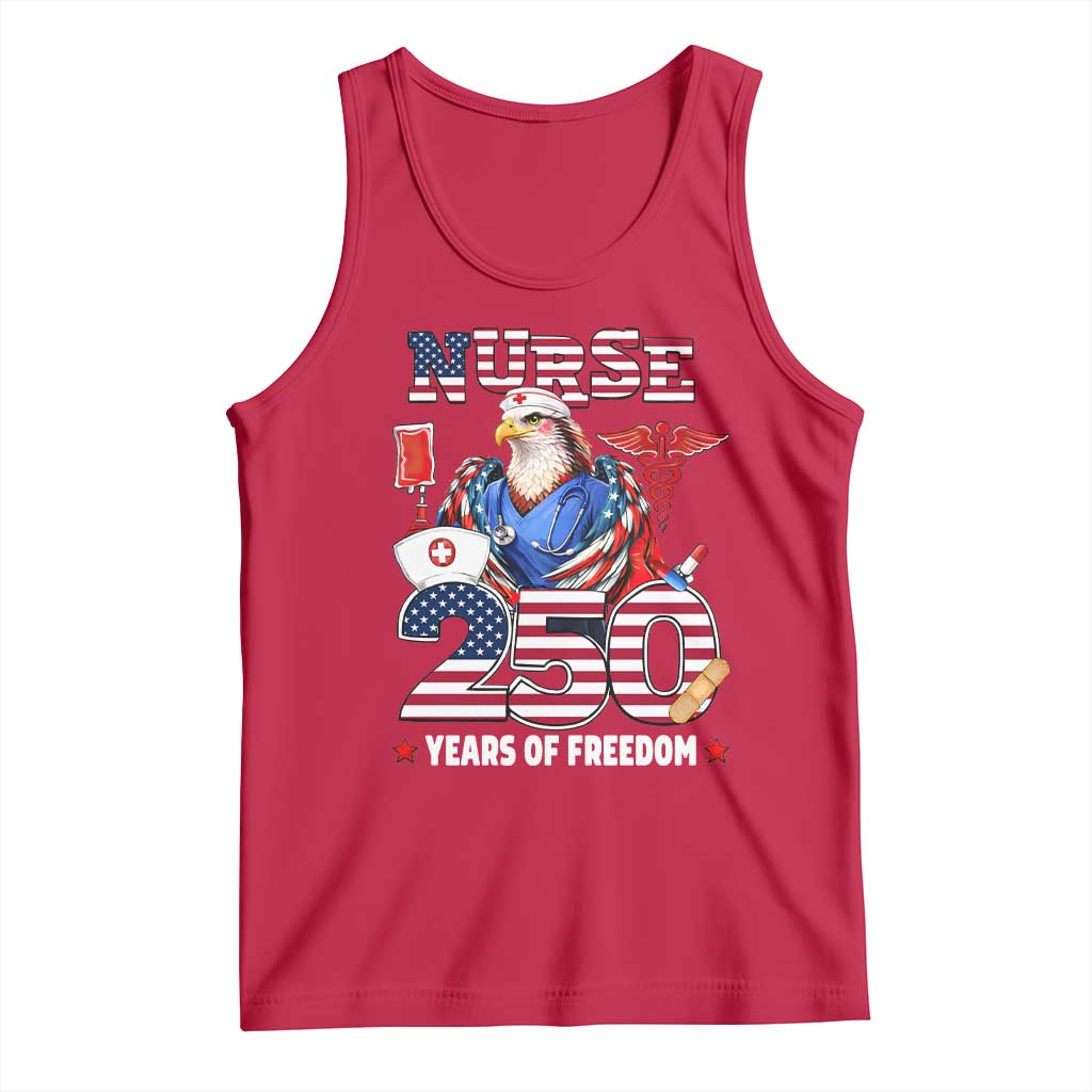 Bald Eagle Nurse 250 Years Of Freedom Tank Top Patriotic American Nurse Gift TS12 Red Print Your Wear