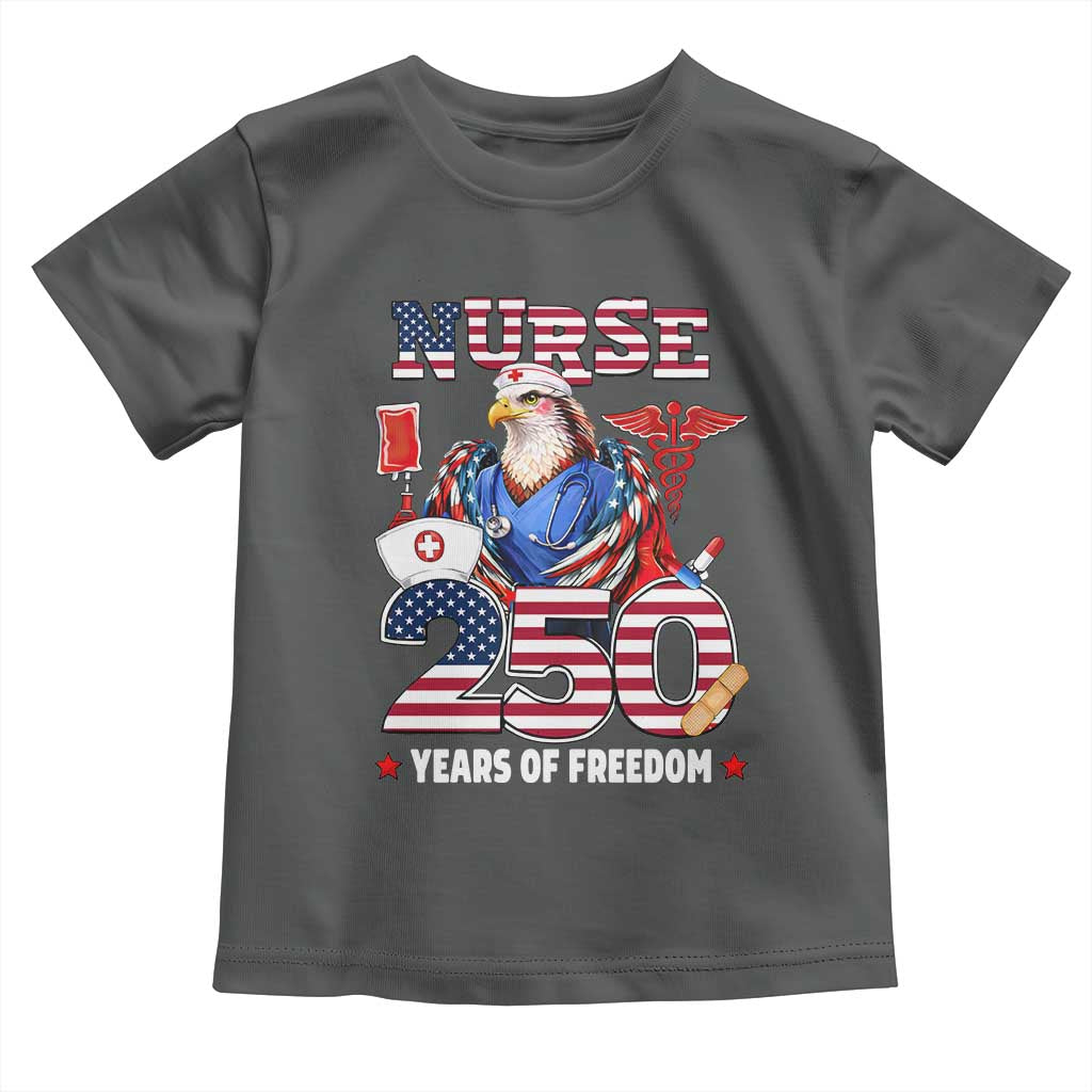 Bald Eagle Nurse 250 Years Of Freedom Toddler T Shirt Patriotic American Nurse Gift TS12 Dark Heather Print Your Wear