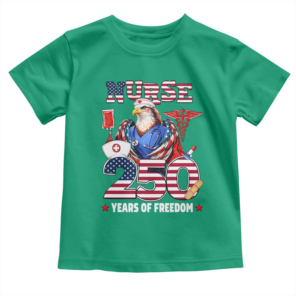 Bald Eagle Nurse 250 Years Of Freedom Toddler T Shirt Patriotic American Nurse Gift TS12 Irish Green Print Your Wear