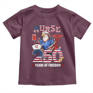 Bald Eagle Nurse 250 Years Of Freedom Toddler T Shirt Patriotic American Nurse Gift TS12 Maroon Print Your Wear
