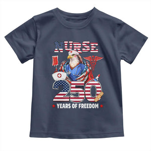 Bald Eagle Nurse 250 Years Of Freedom Toddler T Shirt Patriotic American Nurse Gift TS12 Navy Print Your Wear