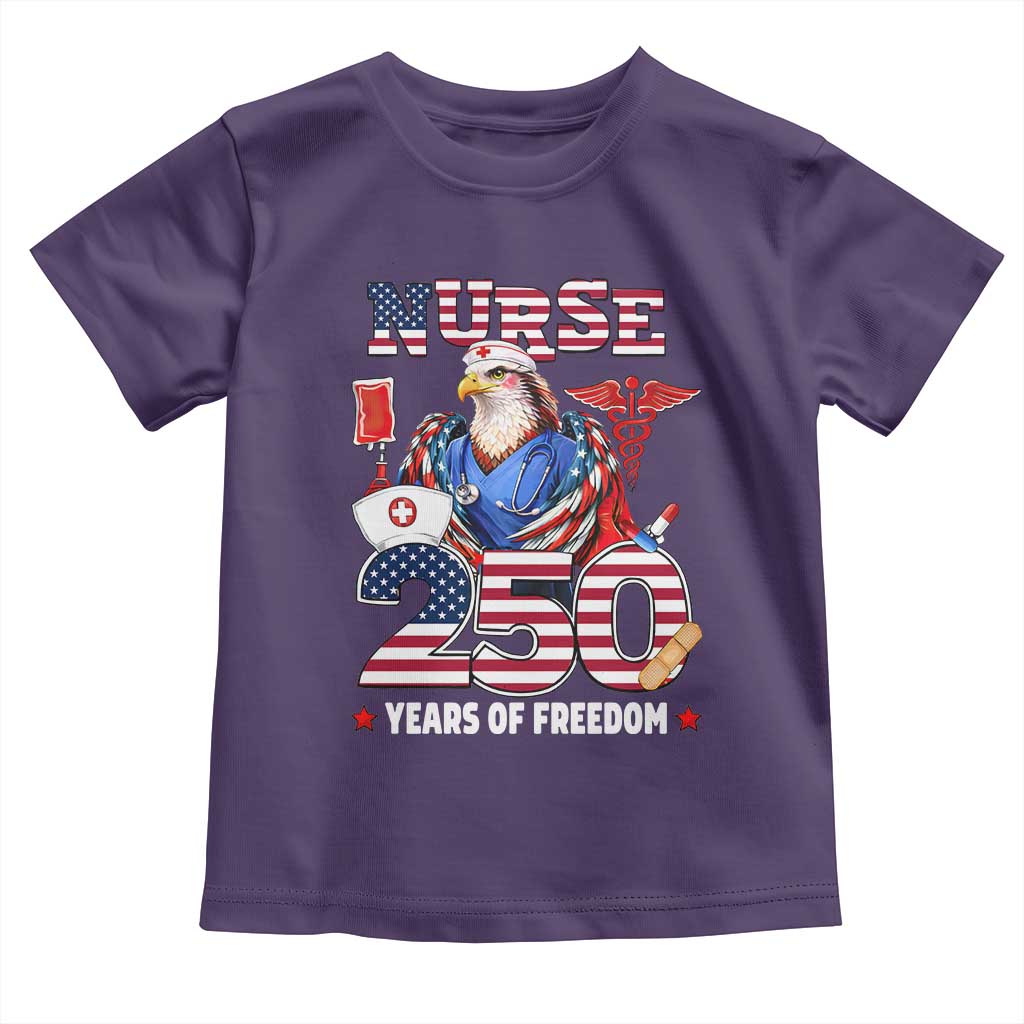 Bald Eagle Nurse 250 Years Of Freedom Toddler T Shirt Patriotic American Nurse Gift TS12 Purple Print Your Wear