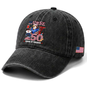 Bald Eagle Nurse 250 Years Of Freedom Washed Cotton Baseball Cap Patriotic American Nurse Gift TS12 Print Your Wear