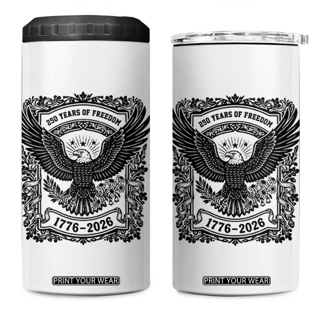 Cottagecore Patriotic Eagle 250th Anniversary USA Gift 4 in 1 Can Cooler Tumbler TS12 One Size: 16 oz White Print Your Wear