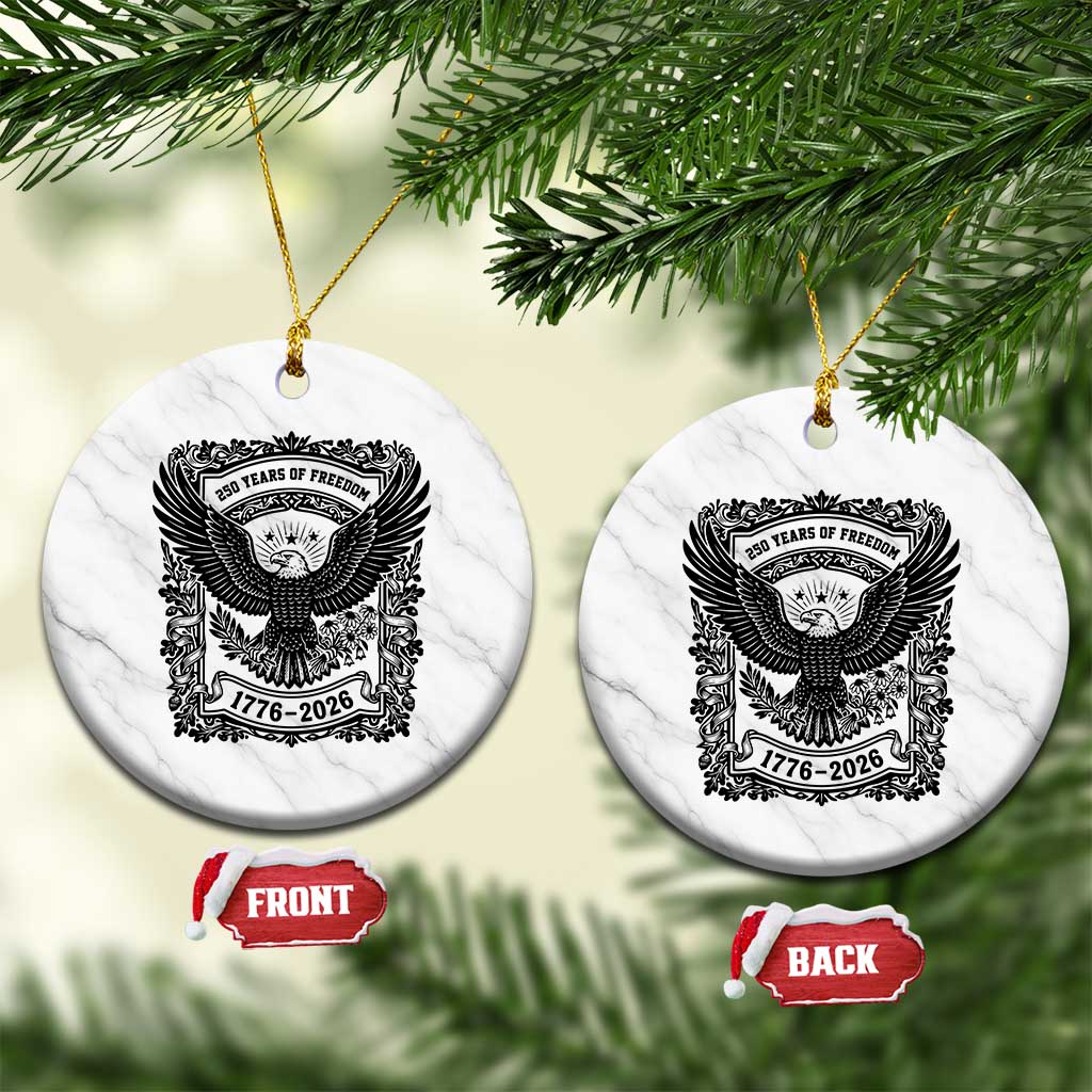 Cottagecore Patriotic Eagle 250th Anniversary USA Gift Ceramic Ornament TS12 1pc White Marble Print Your Wear