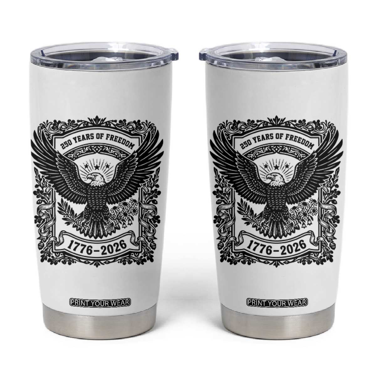 Cottagecore Patriotic Eagle 250th Anniversary USA Gift Tumbler Cup TS12 White Print Your Wear