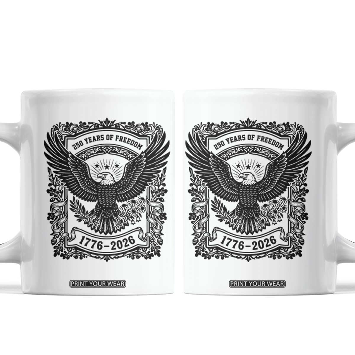 Cottagecore Patriotic Eagle 250th Anniversary USA Gift Coffee Mug TS12 White Print Your Wear