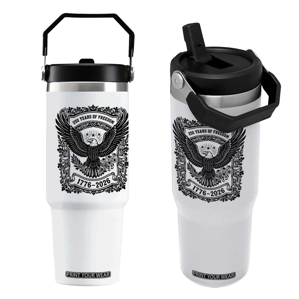 Cottagecore Patriotic Eagle 250th Anniversary USA Gift Flip Straw Tumbler TS12 One Size: 30 oz White Print Your Wear