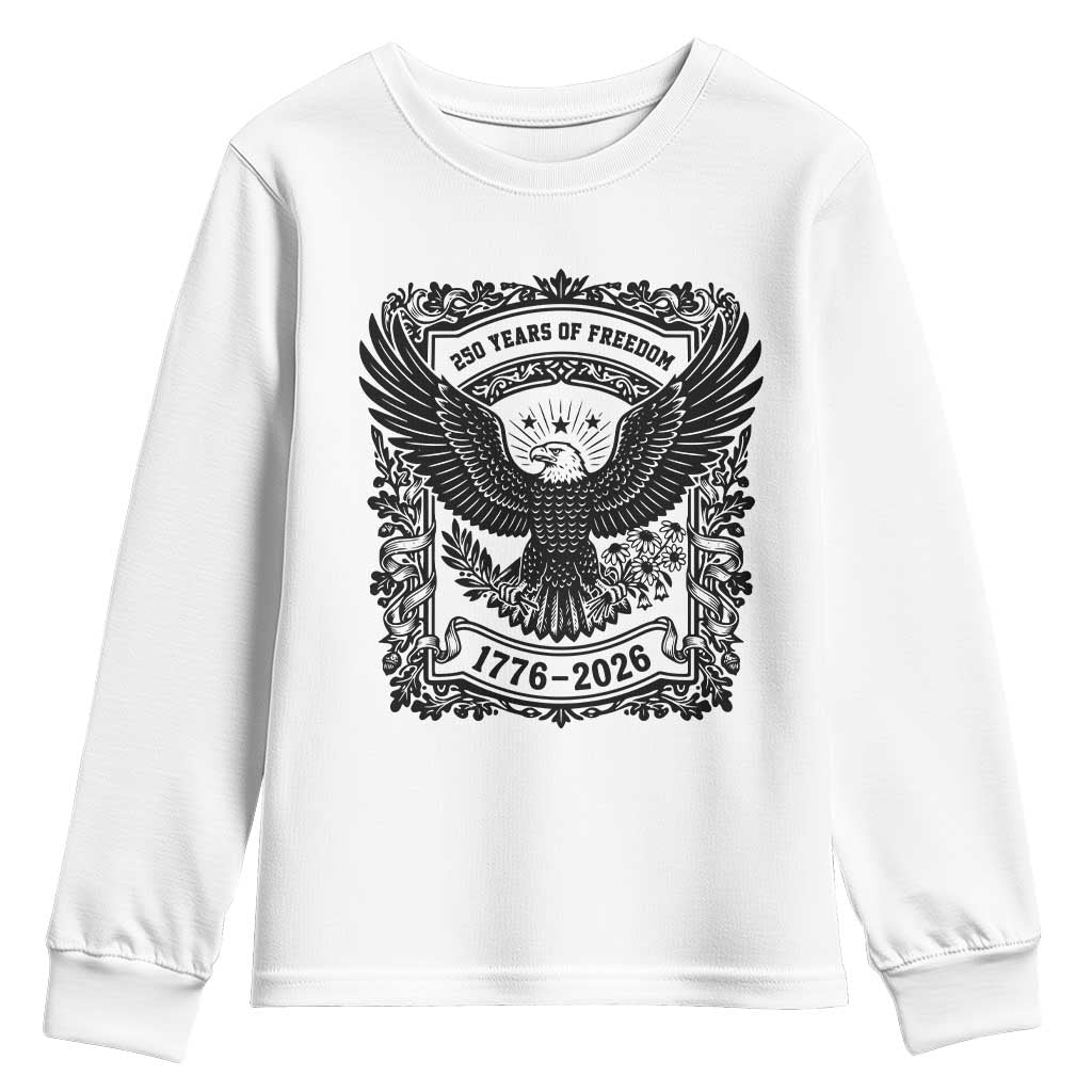Cottagecore Patriotic Eagle 250th Anniversary USA Gift Youth Sweatshirt TS12 White Print Your Wear