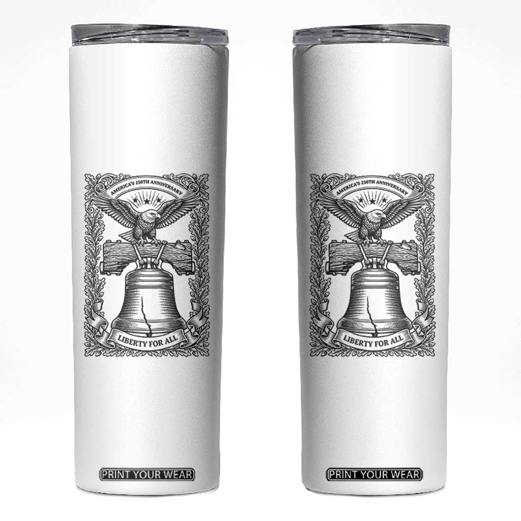 Cottagecore Patriotic Eagle Liberty Bell Skinny Tumbler 250th Anniversary Gift TS12 White Print Your Wear