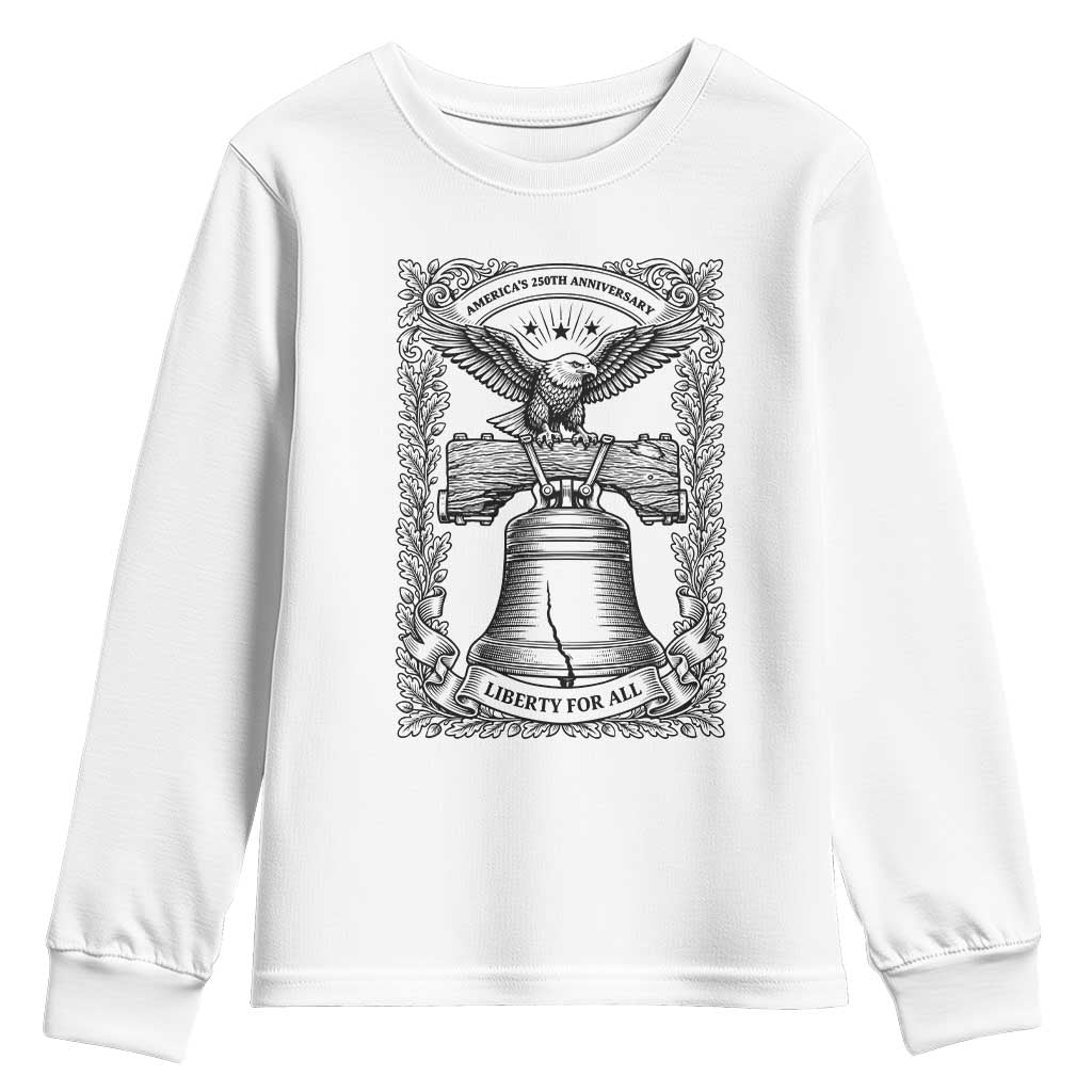Cottagecore Patriotic Eagle Liberty Bell Youth Sweatshirt 250th Anniversary Gift TS12 White Print Your Wear