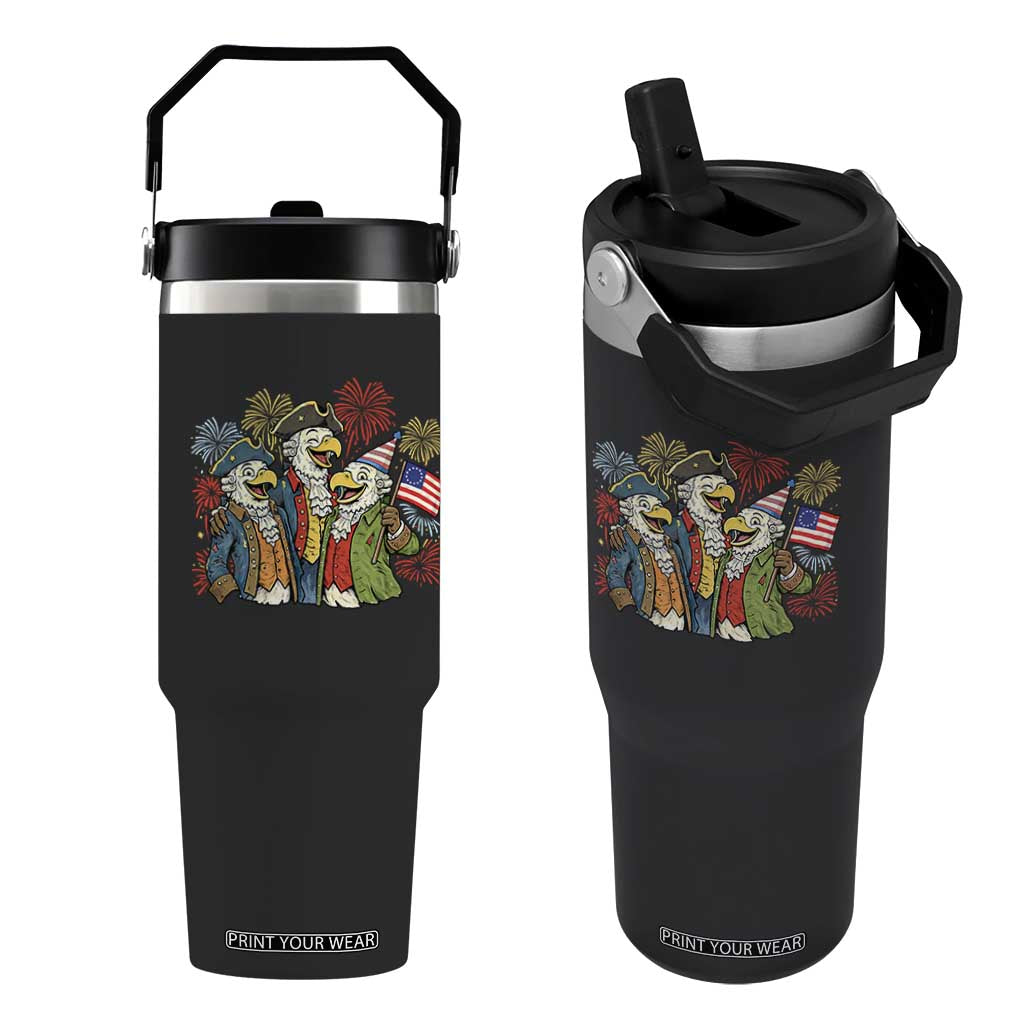 Funny Founding Fathers Eagle Flip Straw Tumbler 250th Anniversary America Patriotic Gift TS12 One Size: 30 oz Black Print Your Wear