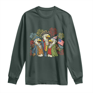 Funny Founding Fathers Eagle Long Sleeve Shirt 250th Anniversary America Patriotic Gift TS12 Dark Forest Green Print Your Wear