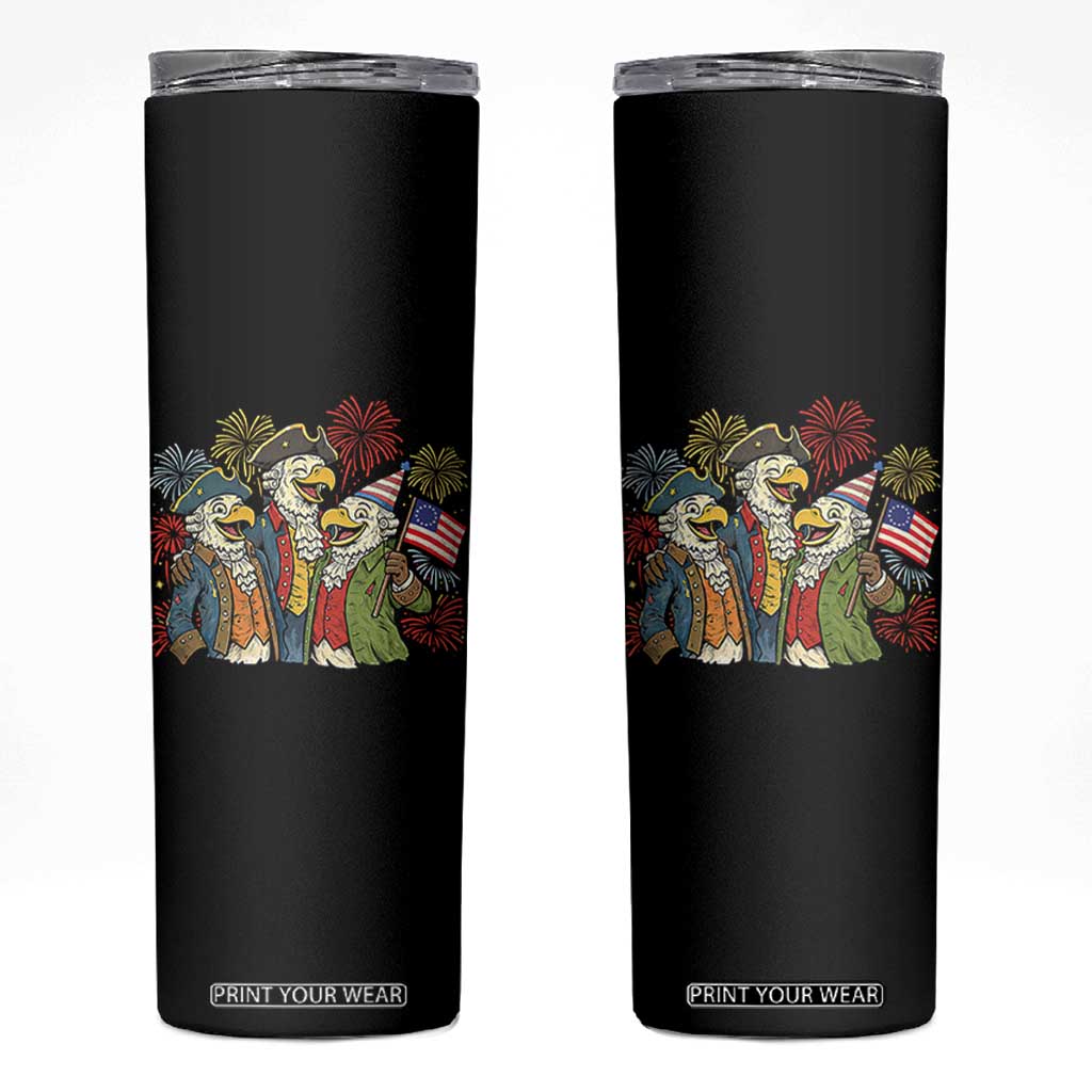 Funny Founding Fathers Eagle Skinny Tumbler 250th Anniversary America Patriotic Gift TS12 Black Print Your Wear