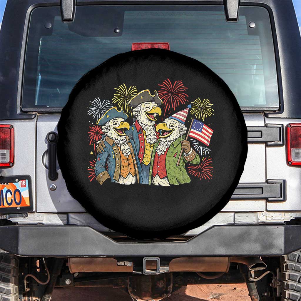 Funny Founding Fathers Eagle Spare Tire Cover 250th Anniversary America Patriotic Gift TS12 No hole Black Print Your Wear