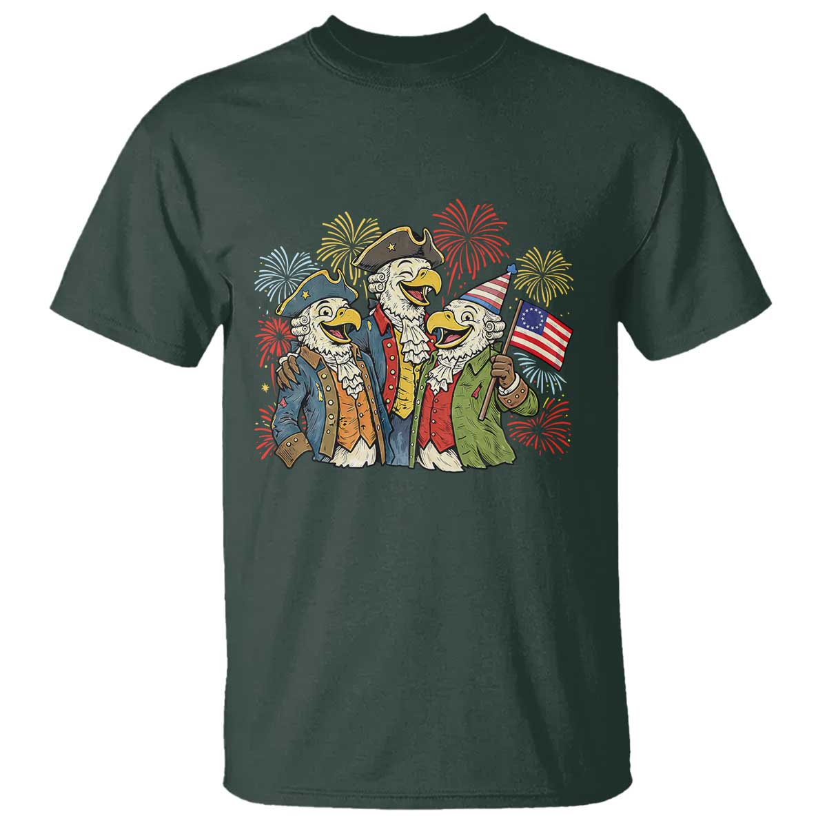 Funny Founding Fathers Eagle T Shirt 250th Anniversary America Patriotic Gift TS12 Dark Forest Green Print Your Wear
