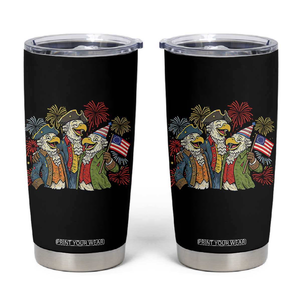 Funny Founding Fathers Eagle Tumbler Cup 250th Anniversary America Patriotic Gift TS12 Black Print Your Wear