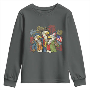 Funny Founding Fathers Eagle Youth Sweatshirt 250th Anniversary America Patriotic Gift TS12 Dark Heather Print Your Wear