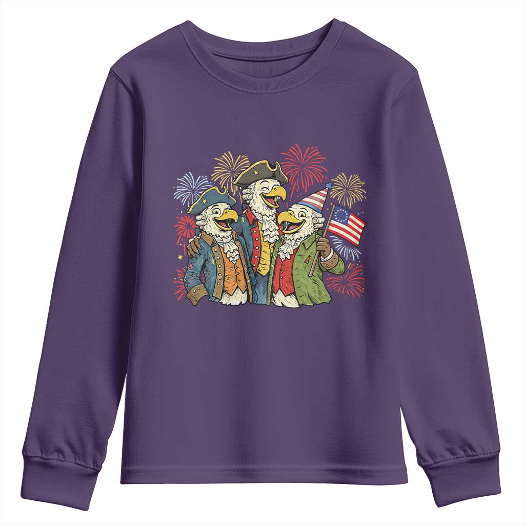 Funny Founding Fathers Eagle Youth Sweatshirt 250th Anniversary America Patriotic Gift TS12 Purple Print Your Wear