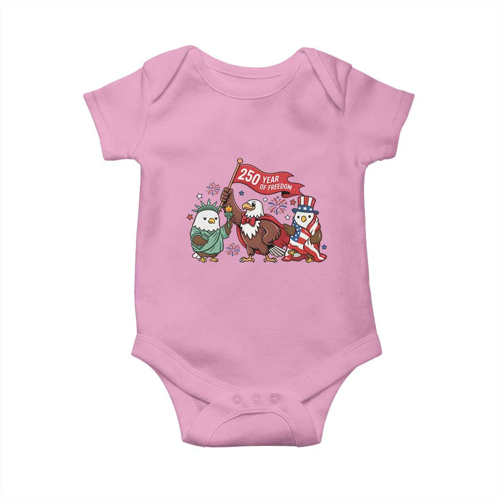 Cute Patriotic Eagle 250 Years Of Freedom Baby Onesie American Pride Gift TS12 Light Pink Print Your Wear