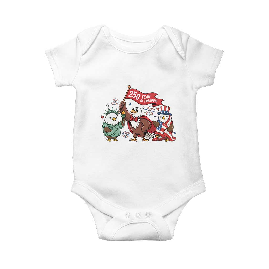 Cute Patriotic Eagle 250 Years Of Freedom Baby Onesie American Pride Gift TS12 White Print Your Wear