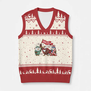 Cute Patriotic Eagle 250 Years Of Freedom V-Neck Knit Sweater Vest American Pride Gift TS12 Beige Red Print Your Wear