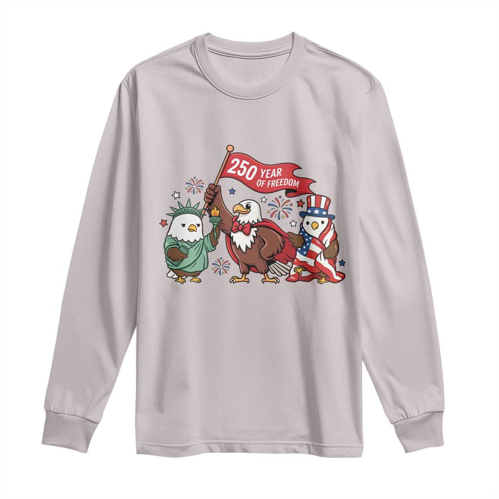 Cute Patriotic Eagle 250 Years Of Freedom Long Sleeve Shirt American Pride Gift TS12 Ice Gray Print Your Wear