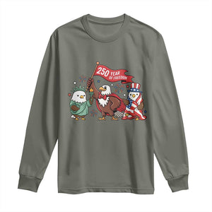 Cute Patriotic Eagle 250 Years Of Freedom Long Sleeve Shirt American Pride Gift TS12 Military Green Print Your Wear