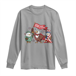 Cute Patriotic Eagle 250 Years Of Freedom Long Sleeve Shirt American Pride Gift TS12 Sport Gray Print Your Wear