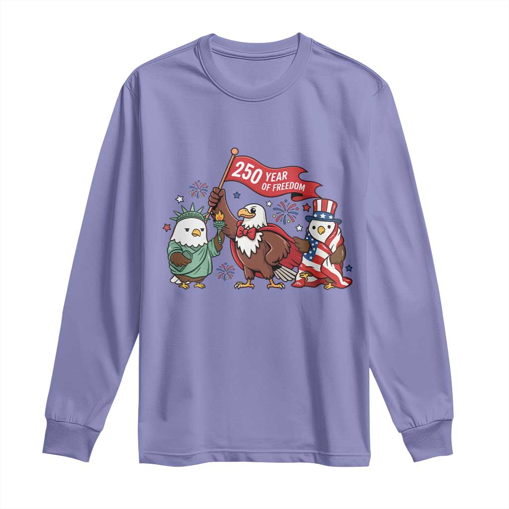 Cute Patriotic Eagle 250 Years Of Freedom Long Sleeve Shirt American Pride Gift TS12 Violet Print Your Wear