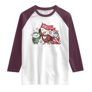 Cute Patriotic Eagle 250 Years Of Freedom Raglan Shirt American Pride Gift TS12 White Maroon Print Your Wear