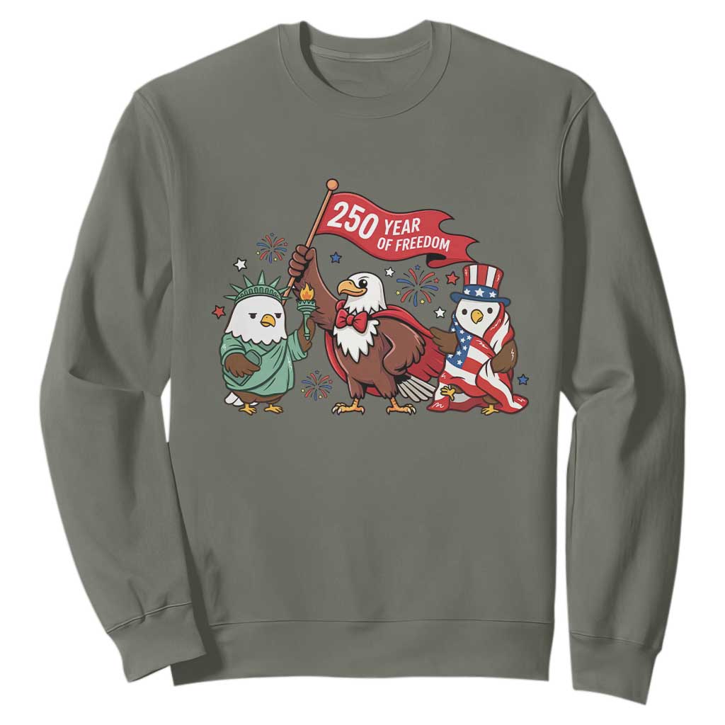 Cute Patriotic Eagle 250 Years Of Freedom Sweatshirt American Pride Gift TS12 Military Green Print Your Wear