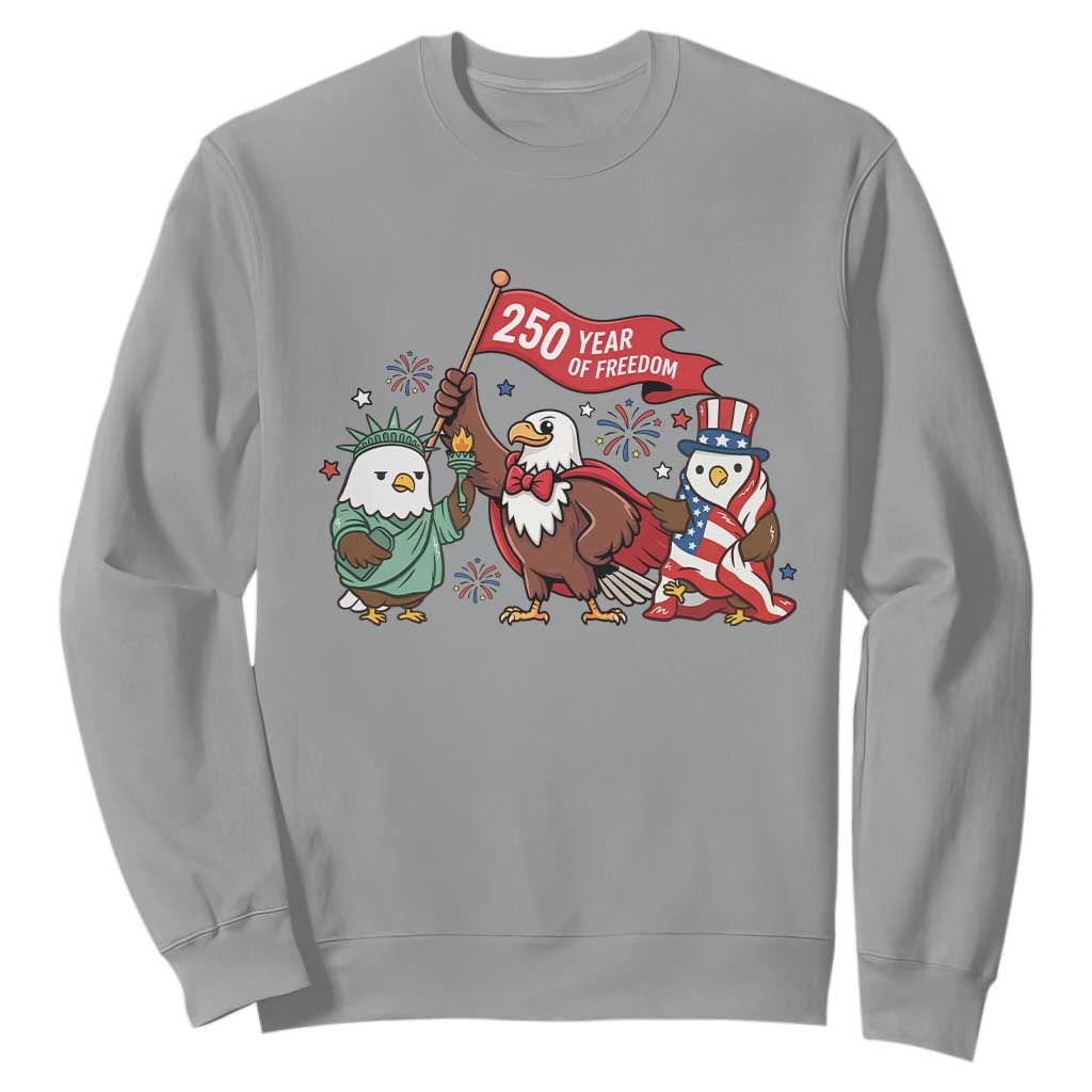 Cute Patriotic Eagle 250 Years Of Freedom Sweatshirt American Pride Gift TS12 Sport Gray Print Your Wear