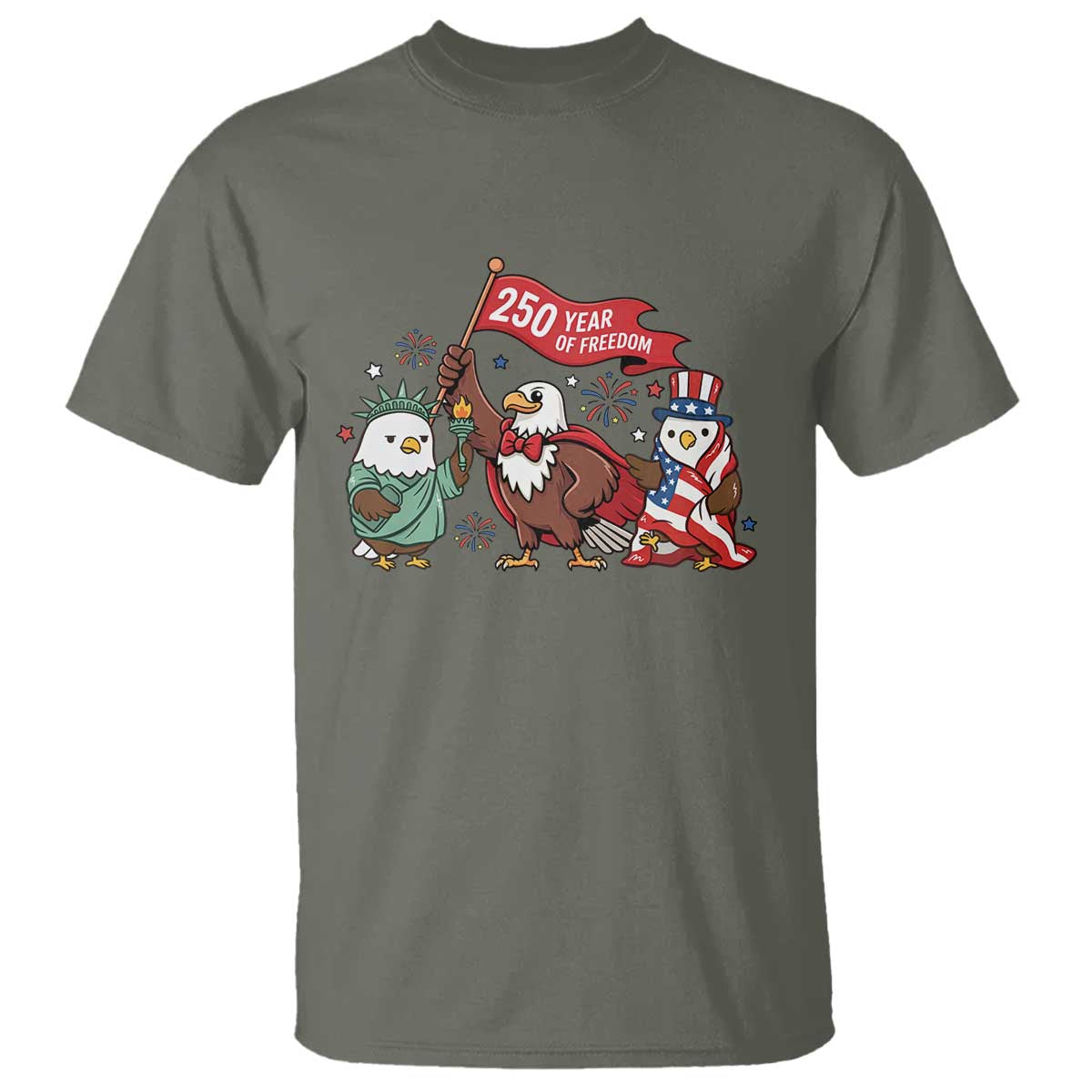 Cute Patriotic Eagle 250 Years Of Freedom T Shirt American Pride Gift TS12 Military Green Print Your Wear