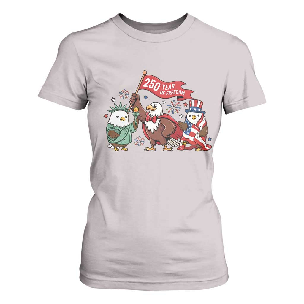 Cute Patriotic Eagle 250 Years Of Freedom T Shirt For Women American Pride Gift TS12 Ice Gray Print Your Wear