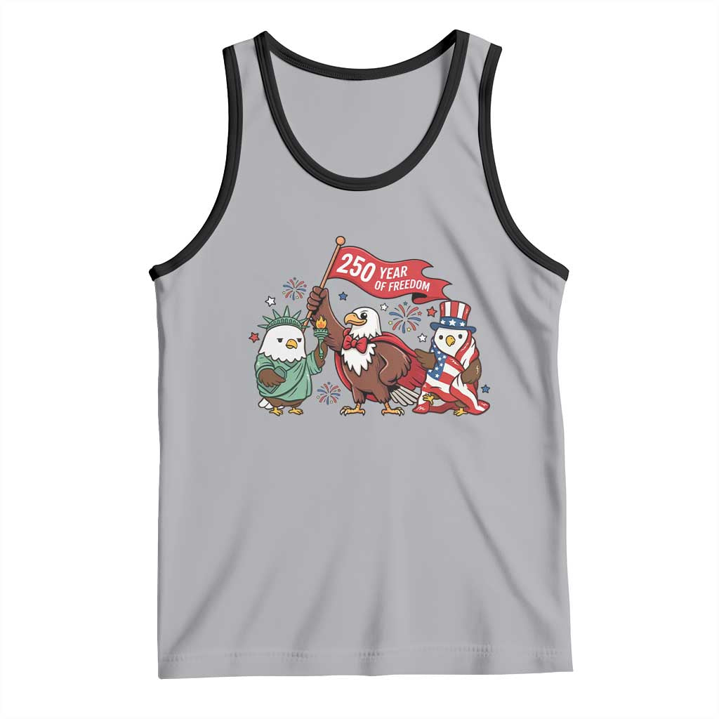 Cute Patriotic Eagle 250 Years Of Freedom Tank Top American Pride Gift TS12 Athletic Heather Black Print Your Wear