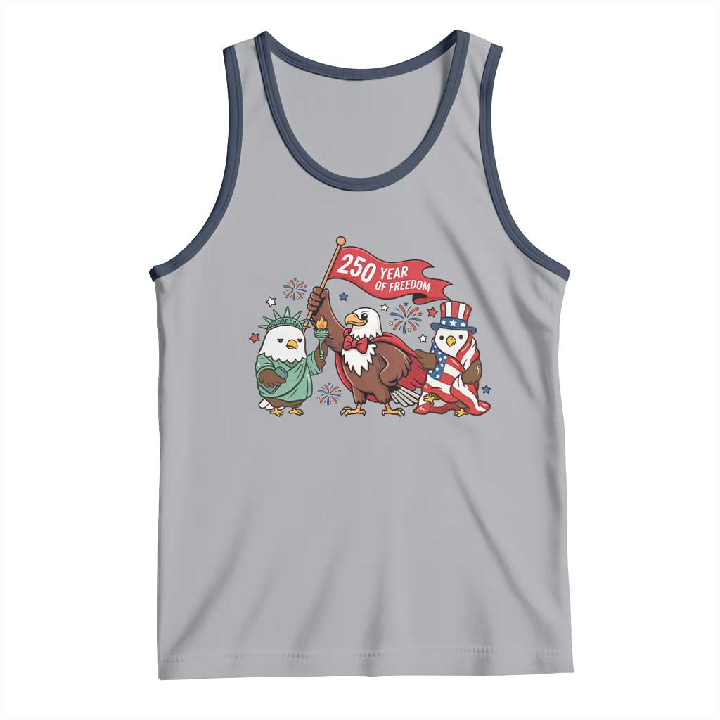Cute Patriotic Eagle 250 Years Of Freedom Tank Top American Pride Gift TS12 Athletic Heather Navy Print Your Wear
