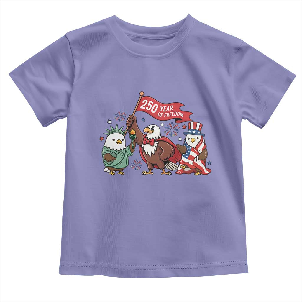 Cute Patriotic Eagle 250 Years Of Freedom Toddler T Shirt American Pride Gift TS12 Violet Print Your Wear
