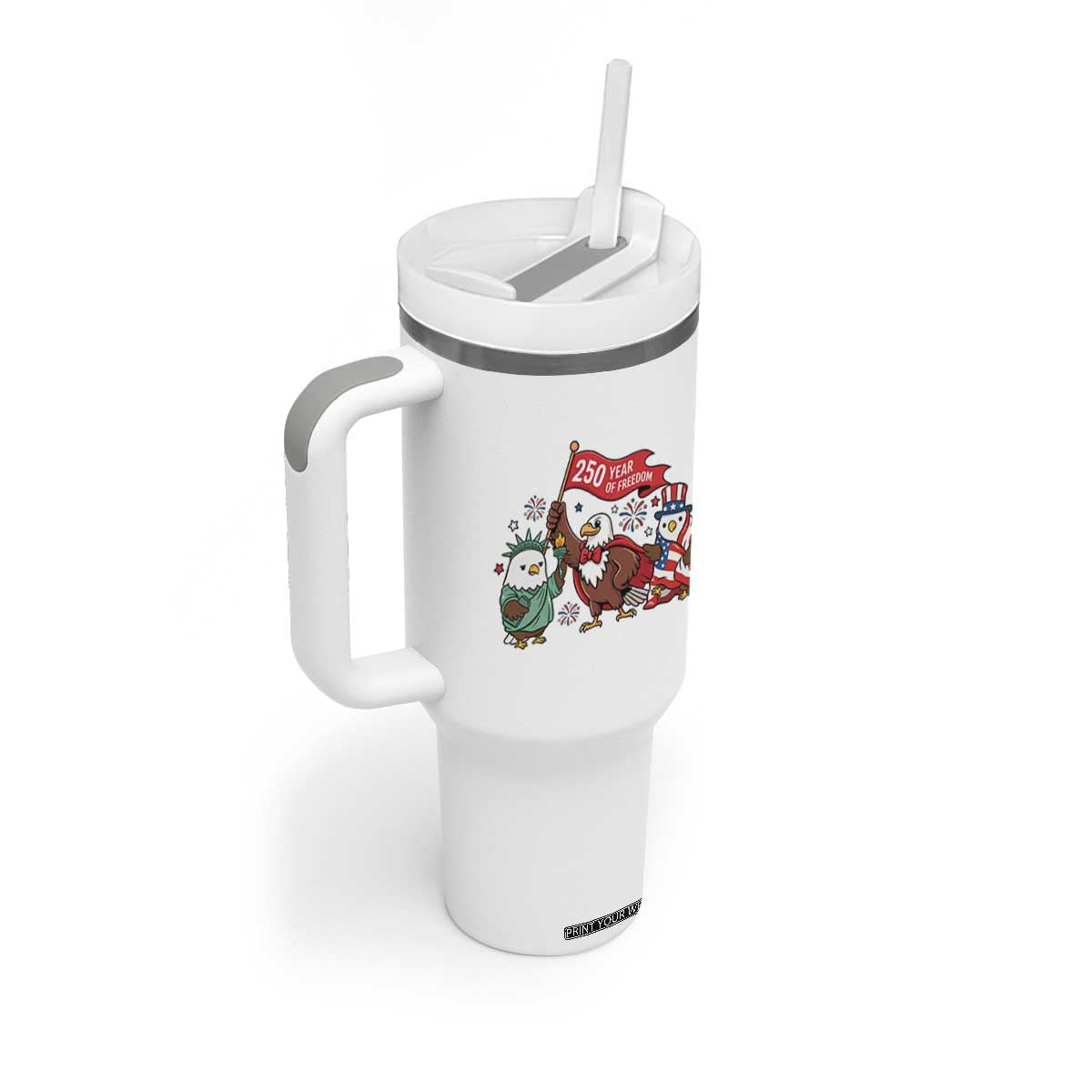 Cute Patriotic Eagle 250 Years Of Freedom Tumbler With Handle American Pride Gift TS12 Print Your Wear