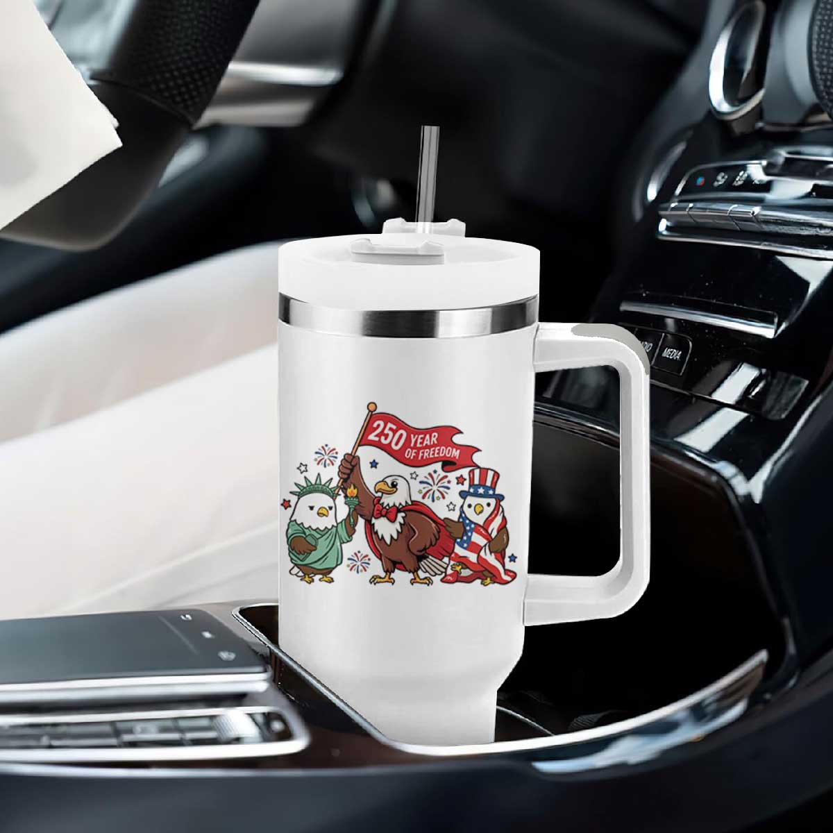 Cute Patriotic Eagle 250 Years Of Freedom Tumbler With Handle American Pride Gift TS12 Print Your Wear
