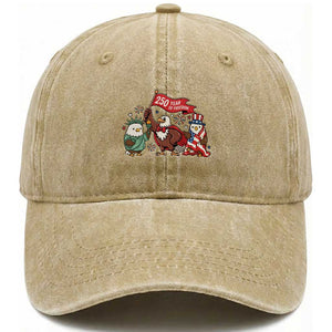 Cute Patriotic Eagle 250 Years Of Freedom Washed Cotton Baseball Cap American Pride Gift TS12 Washed Cap Universal Fit Khaki Print Your Wear
