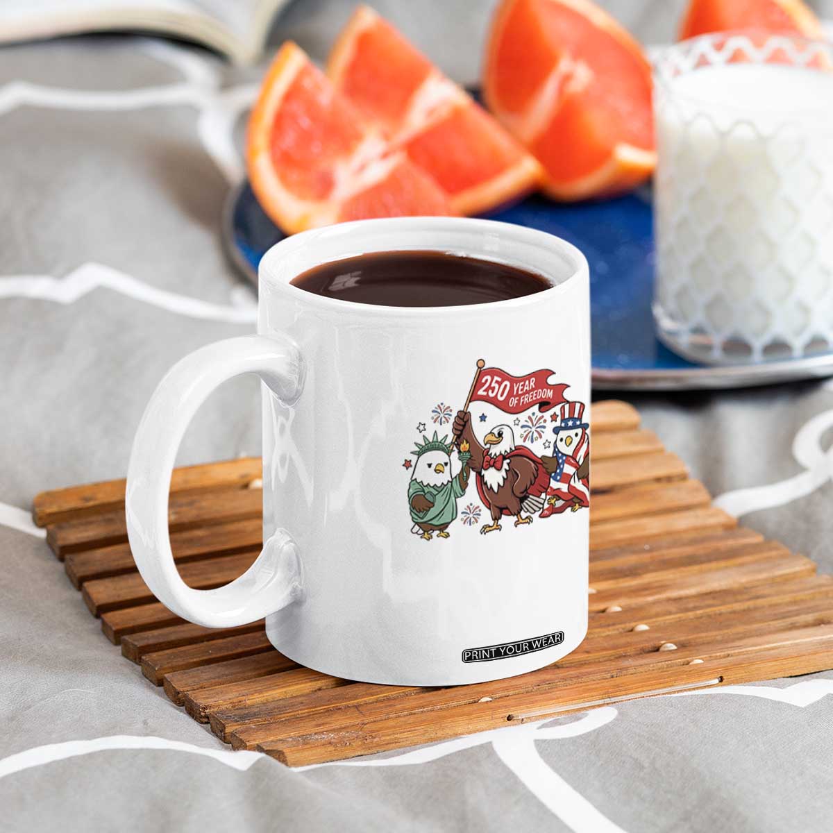 Cute Patriotic Eagle 250 Years Of Freedom Coffee Mug American Pride Gift TS12 Print Your Wear