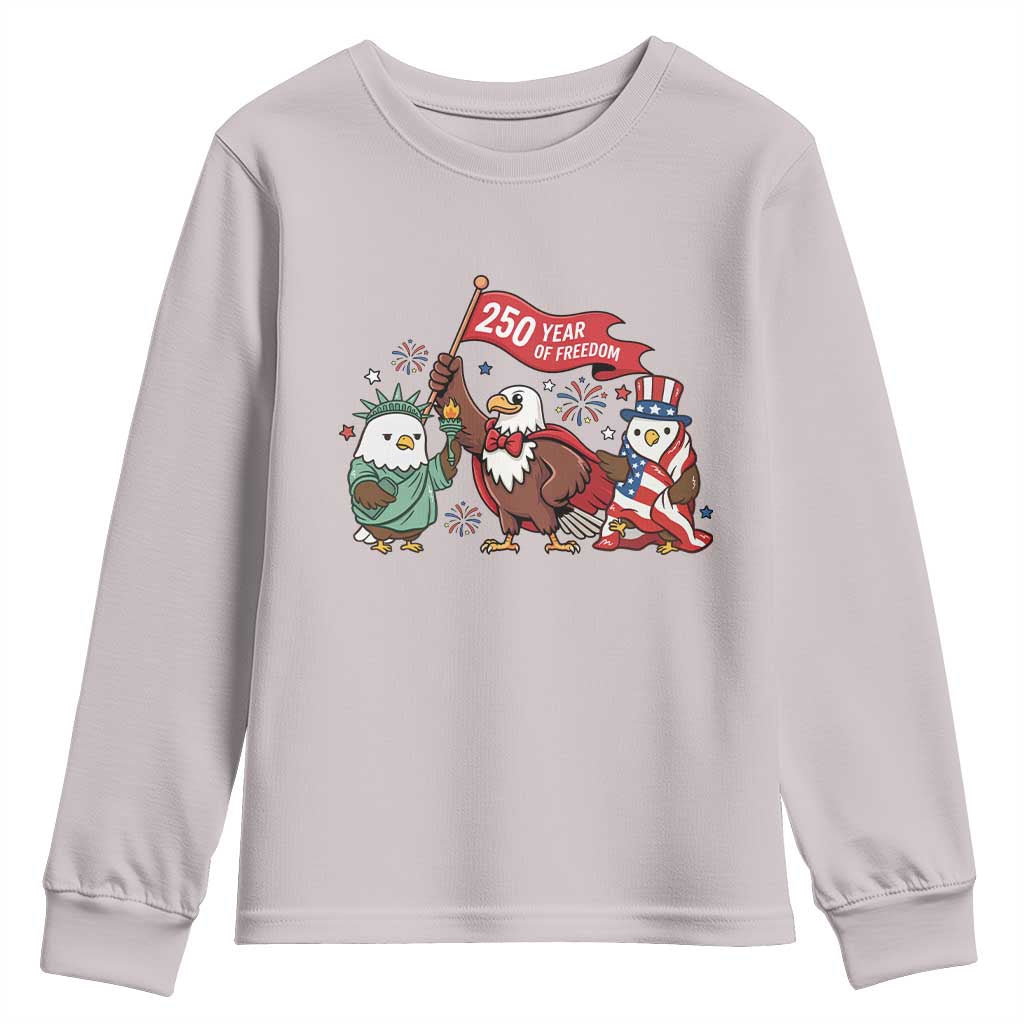 Cute Patriotic Eagle 250 Years Of Freedom Youth Sweatshirt American Pride Gift TS12 Ice Gray Print Your Wear