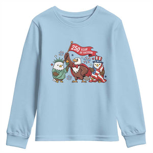 Cute Patriotic Eagle 250 Years Of Freedom Youth Sweatshirt American Pride Gift TS12 Light Blue Print Your Wear