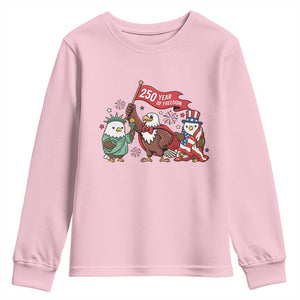 Cute Patriotic Eagle 250 Years Of Freedom Youth Sweatshirt American Pride Gift TS12 Light Pink Print Your Wear