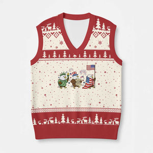 Adorable Patriotic Eagle 250 Years Of Freedom V-Neck Knit Sweater Vest USA Anniversary Gift TS12 Beige Red Print Your Wear