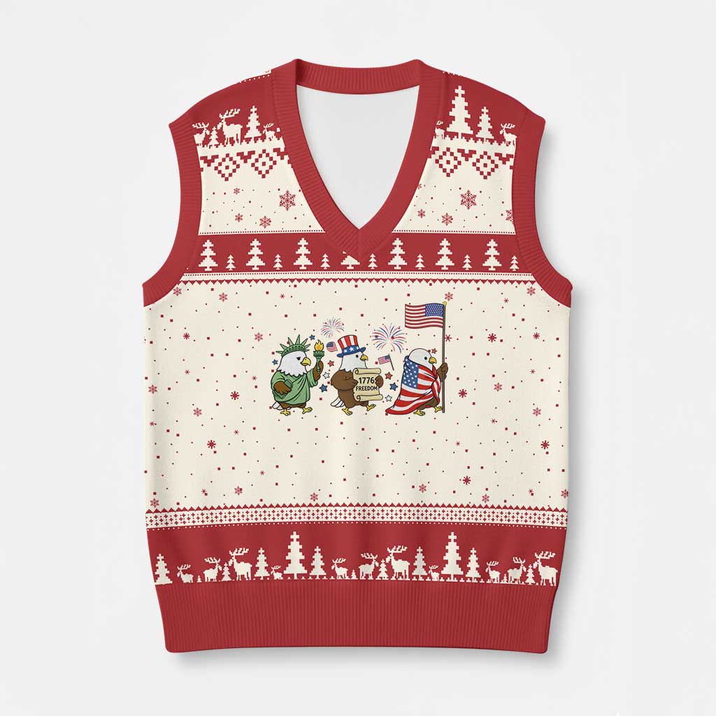 Adorable Patriotic Eagle 250 Years Of Freedom V-Neck Knit Sweater Vest USA Anniversary Gift TS12 Beige Red Print Your Wear