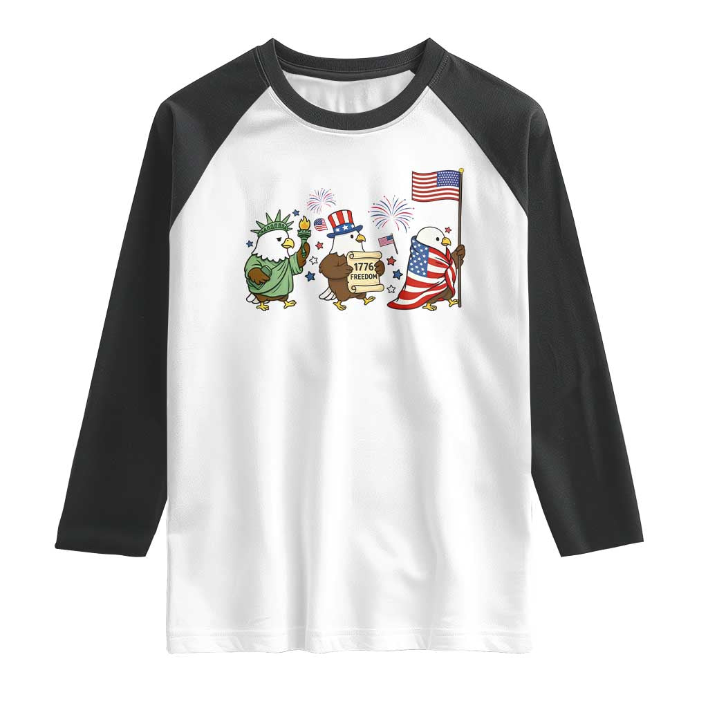 Adorable Patriotic Eagle 250 Years Of Freedom Raglan Shirt USA Anniversary Gift TS12 White Black Print Your Wear