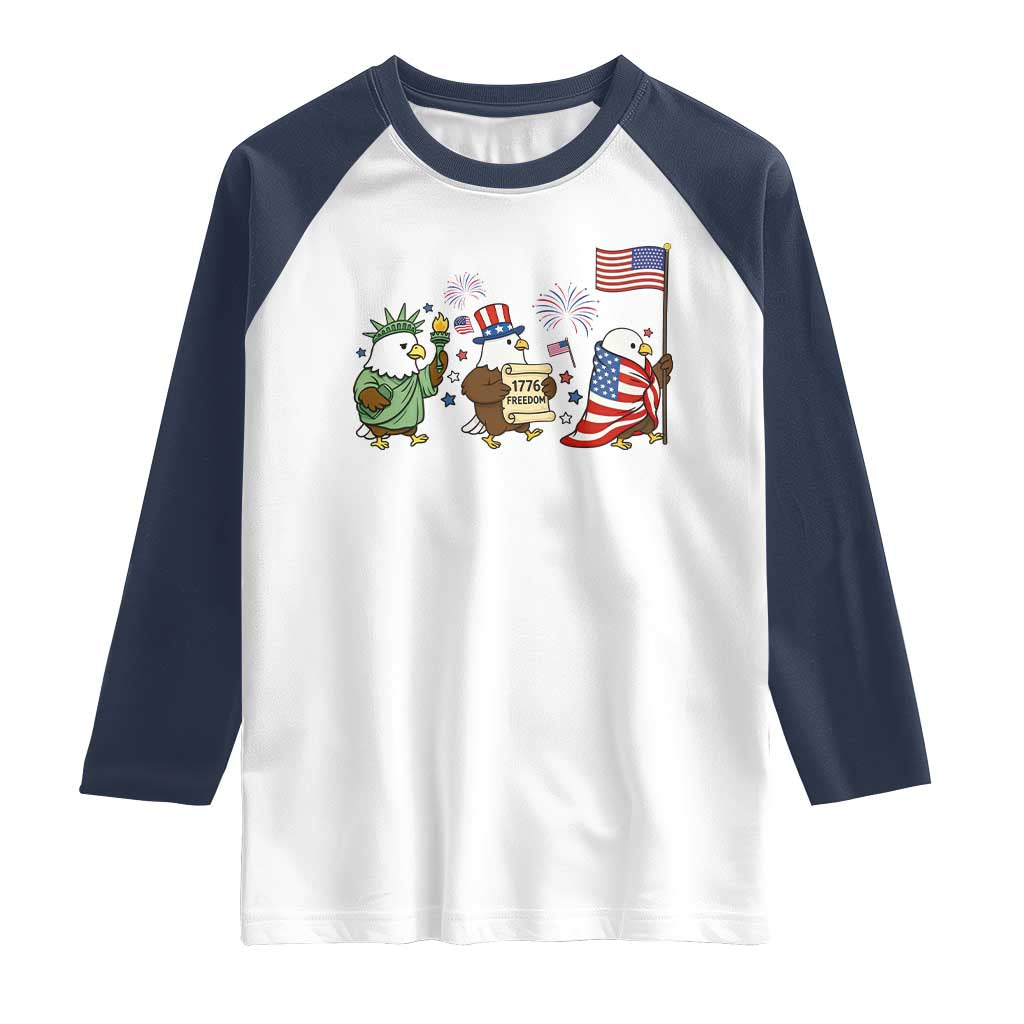 Adorable Patriotic Eagle 250 Years Of Freedom Raglan Shirt USA Anniversary Gift TS12 White Navy Print Your Wear